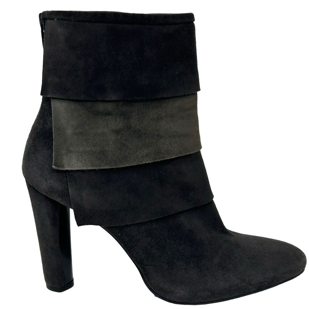 Stuart Weitzman Suede Ankle Boots Size 7N Gray Black High Heels Skirts Style
